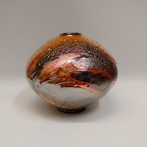 #221186 Raku Vase 3xFired 7x7 $42 at Hunter Wolff Gallery